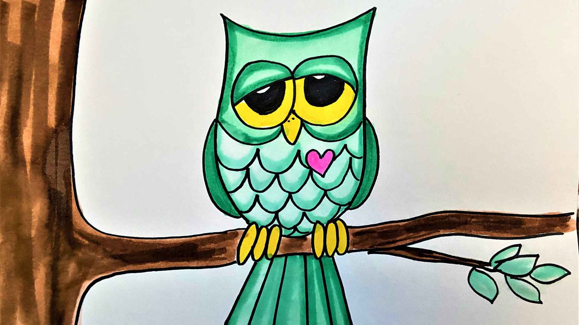 How to draw an Owl step by step - Simple Owl drawing - Smart Kids 123