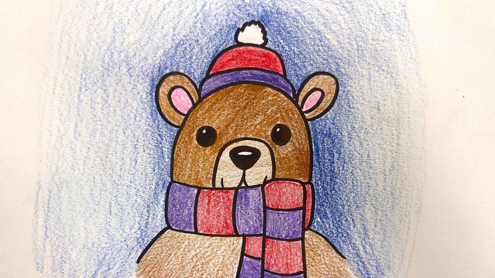 Draw and Paint a Cute Winter Bear, Live interative class for ages 8-12, taught by Deborah Ewing